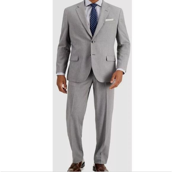 Nautica Modern Fit Stretch Suit In Gray Size 44S Waist 38